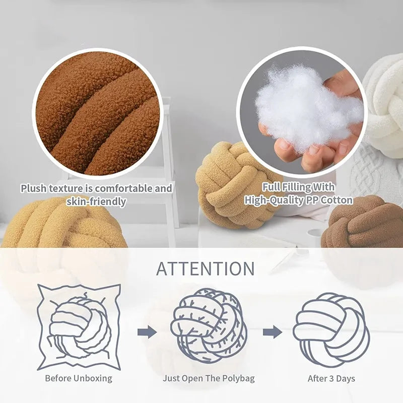 Decorbites™ Handgefertigtes Geknüpftes Bouclé-Rund-Plüschkissen Braun