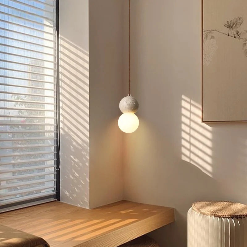 Decorbites™ Glas-Kugelleuchte LED-Hängeleuchte Vintage Gelber Travertin Hanglampe