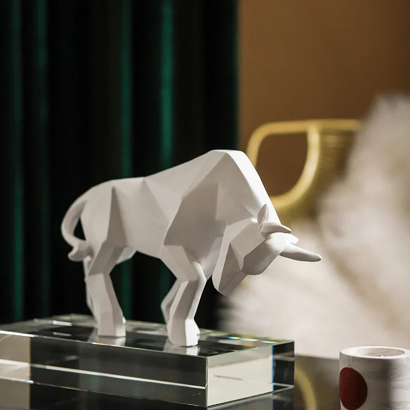 Decorbites™ Geometrische Bison-Skulptur aus Harz für Zuhause und Büro Moderne Dekoration Tischfigur