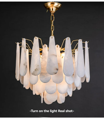 Französisches Marmor-Hängeleuchte Modern Kupfer E14 LED Wassertropfen-Kronleuchter für Wohnzimmer Esszimmer Schlafzimmer Heimdekoration Leuchten