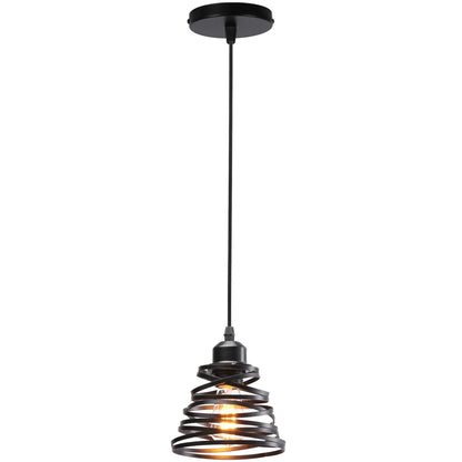 Vintage Black Metal Wire Cage Pendant Light