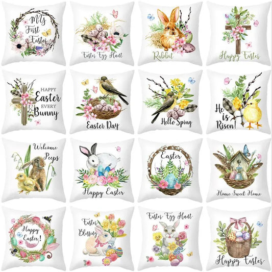 Decorbites™ Ostereier-Hasen-Blumen-Vögel-Sofakissenbezug