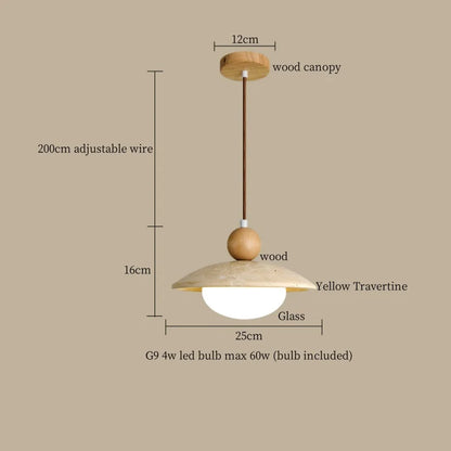 Decorbites™ Japanisches Vintage-LED-Pendant-Licht, Gelber Travertin Wabi-Sabi Hängelampe