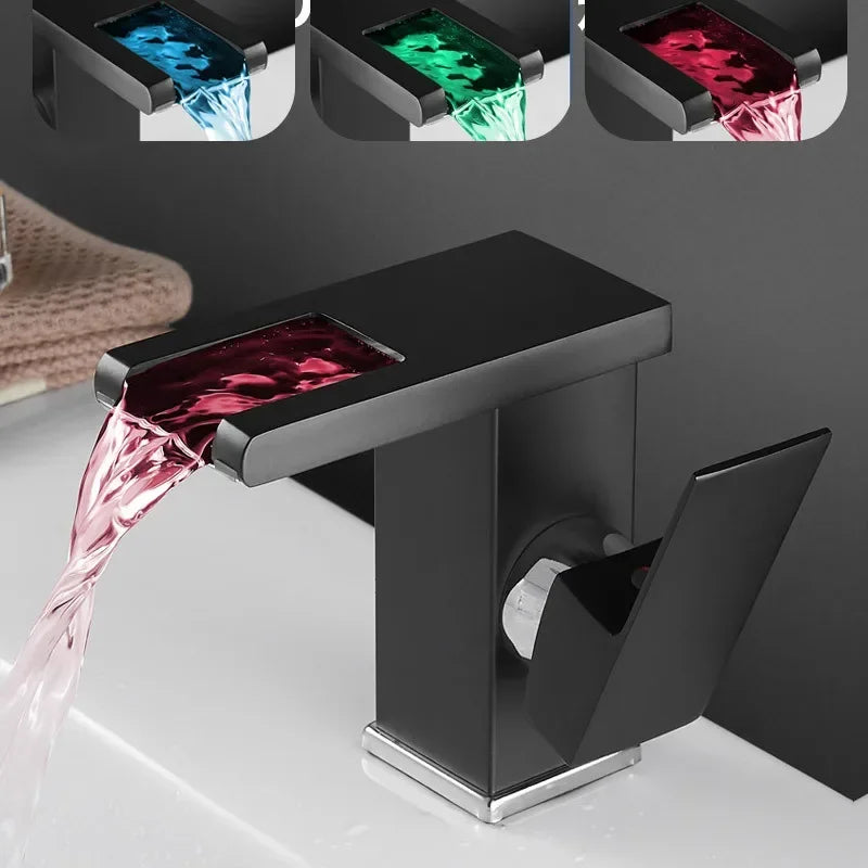 Decorbites™ LED-Wasserfall-Waschtischarmatur - Einhebelmischtapfen in Weiß, Schwarz oder Chrom