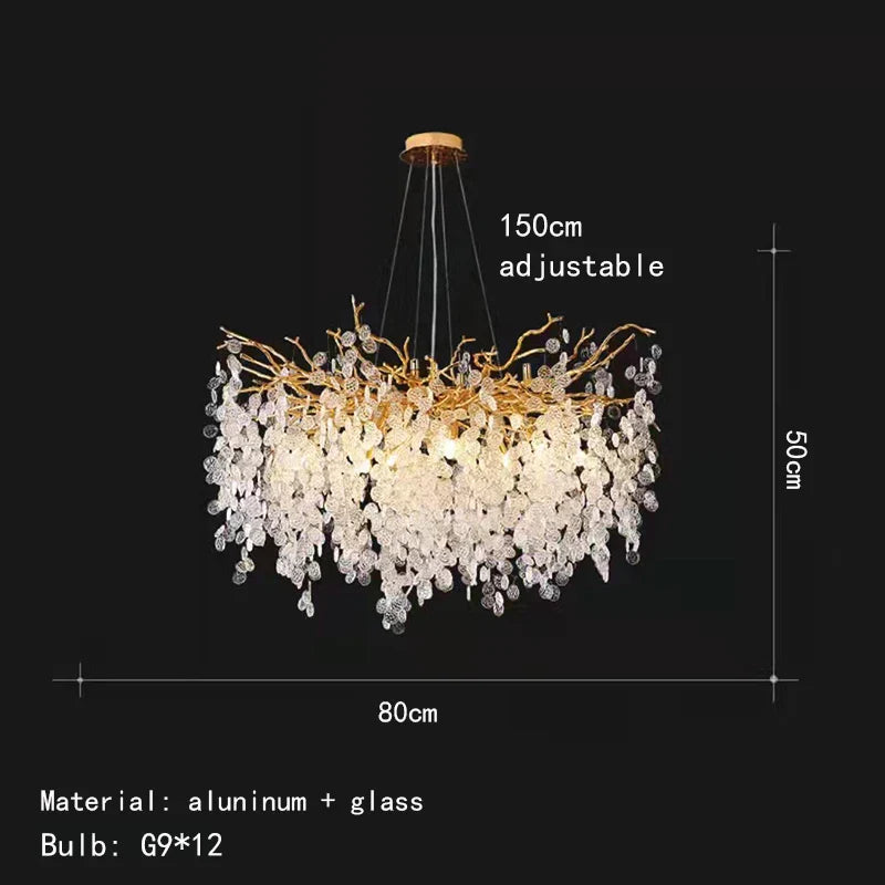 Decorbites™ Gold-Aluminium-Kristall-Kronleuchter für elegante Beleuchtung im Esszimmer