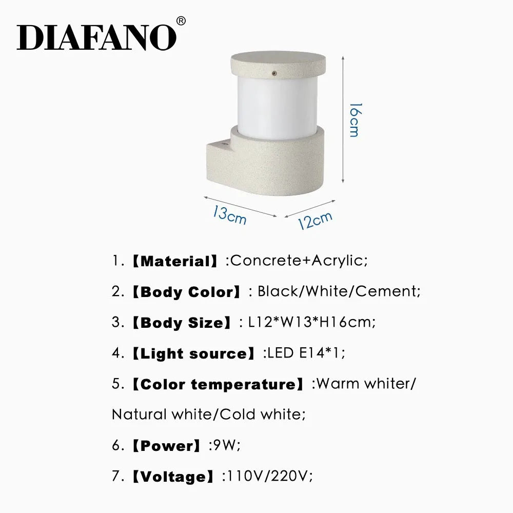Decorbites™ Beton-Außenwandlampe | IP65 wasserdichte Wandbeleuchtung für Hof, Balkon & Tür
