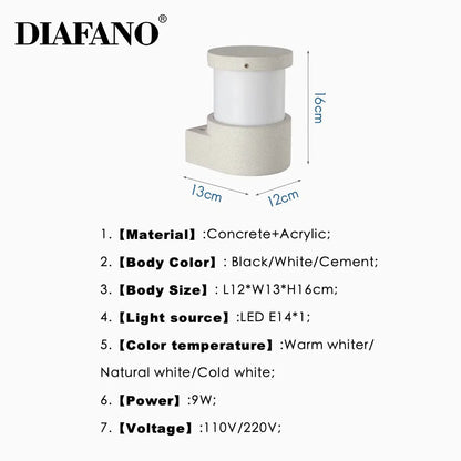 Decorbites™ Beton-Außenwandlampe | IP65 wasserdichte Wandbeleuchtung für Hof, Balkon & Tür