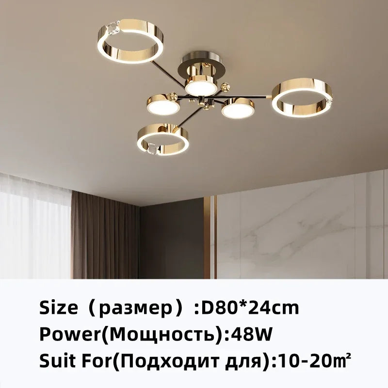 Decorbites™ Vergoldeter Kronleuchter mit Fernbedienung, Kristall-Dekoration für das Wohnzimmer