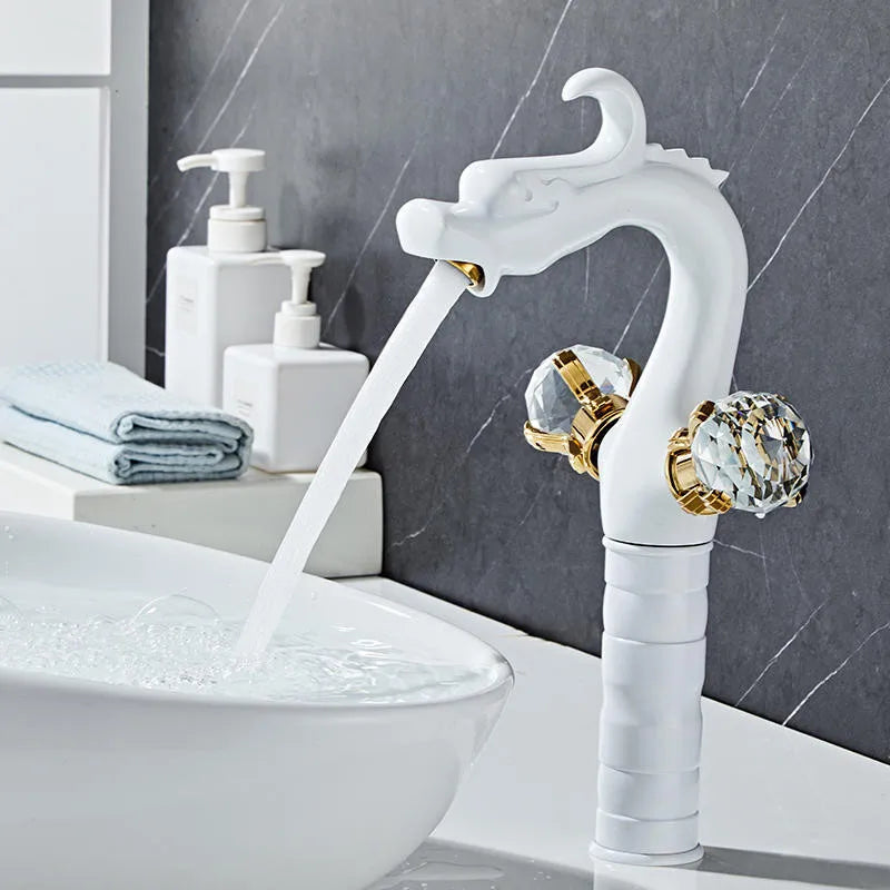 Gold Crystal Basin Faucet With Double Handles