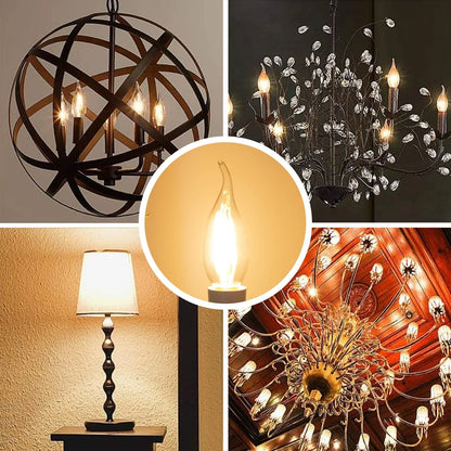 DecorBites™ LED Flame Bulb E12 E14 C35 Retro Candle Filament 4W 6W Dimmable Warm White