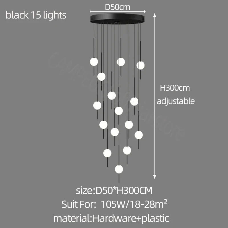 DecorBites™ Creative LED Chandeliers: Luxurious Design for Living Rooms, Large Lighting Fixtures for Staircases
