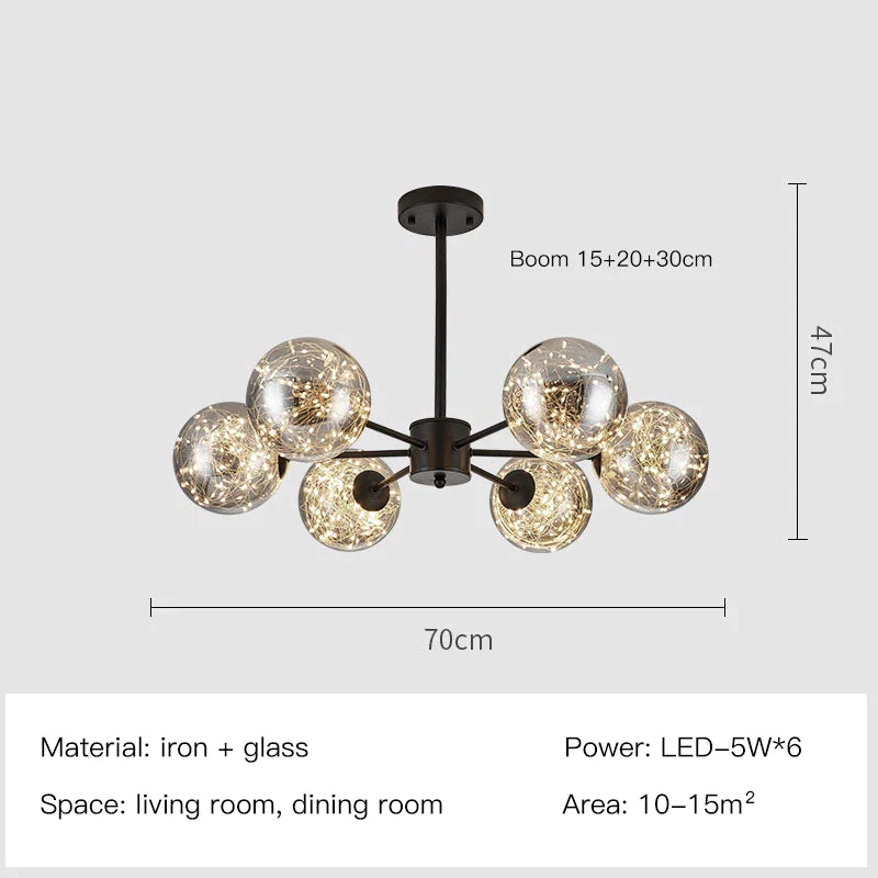 Decorbites™ Gold Star Glas-Kugelleuchte: Moderne nordische LED-Kronleuchter für die Hausdekoration