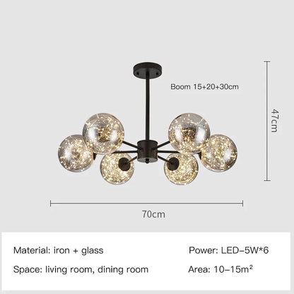 Decorbites™ Gold Star Glas-Kugelleuchte: Moderne nordische LED-Kronleuchter für die Hausdekoration