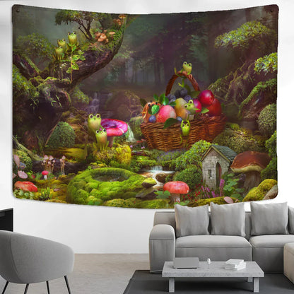 Decorbites™ Kleiner Frosch Tapisserie Wandbehang - Wald-Psychedelische Kunst für das Kinderzimmer