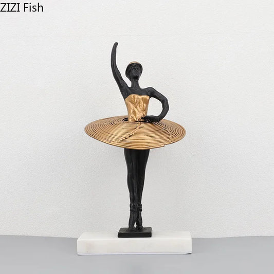 Decorbites™ Goldene Ballerina-Skulptur Schreibtisch-Dekoration Ästhetische Raumdekoration Figur