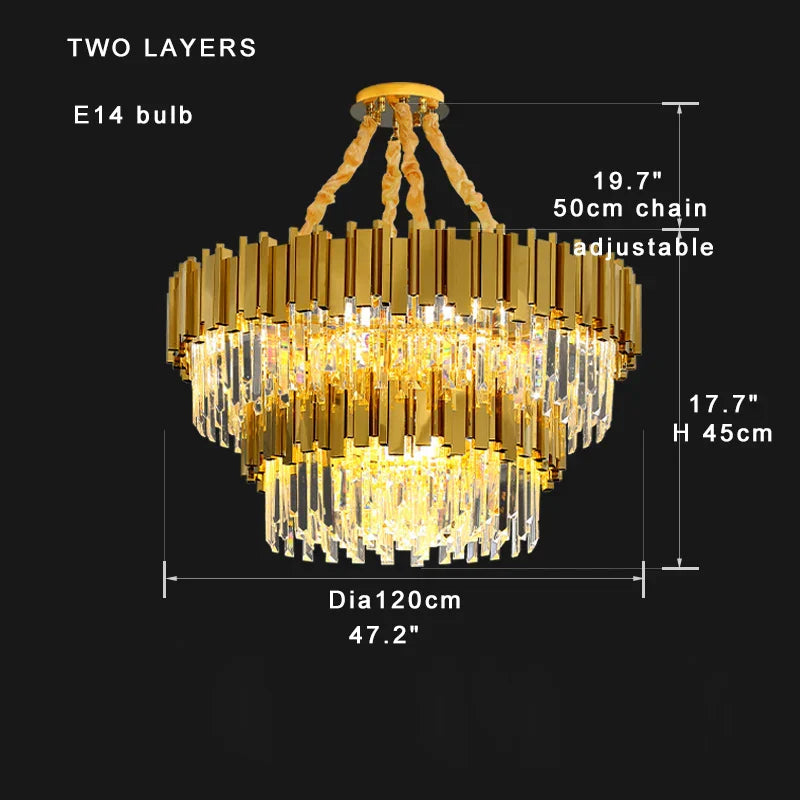 DecorBites™ Gold K9 Crystal Ceiling Chandelier, Dimmable Luxury Living Room Bedroom Lighting