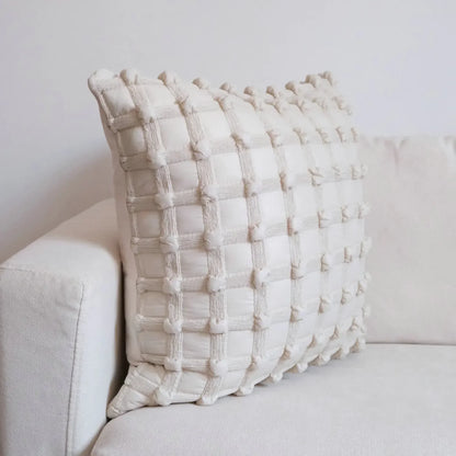 DecorBites™ Cream White Plaid 3D Bubble Cushion Cover - Light Luxury Decorative Sofa Pillow Cover