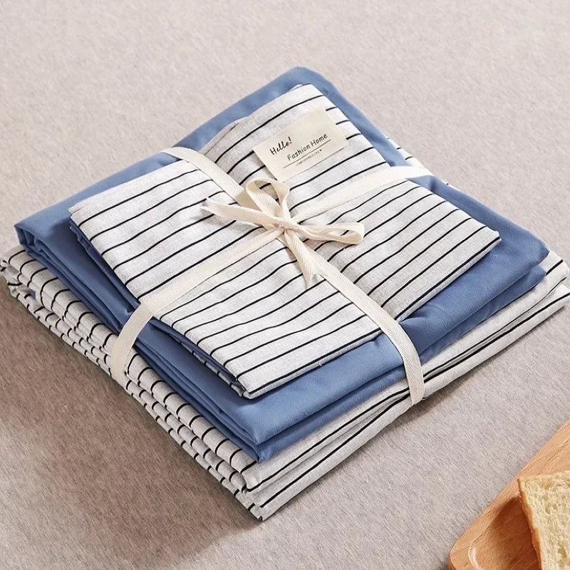 Cotton Grid Print Bed Set