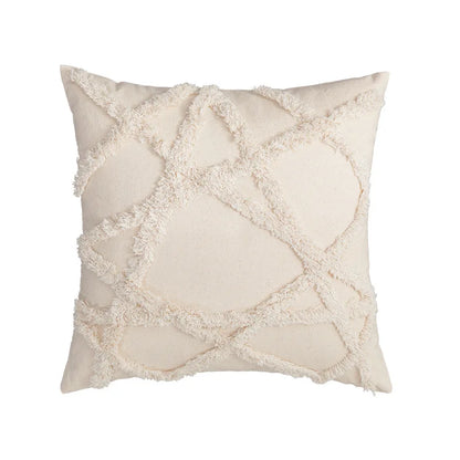 DecorBites™ Geometric Tufted Fringed Cushion Cover for Stylish Home Decor