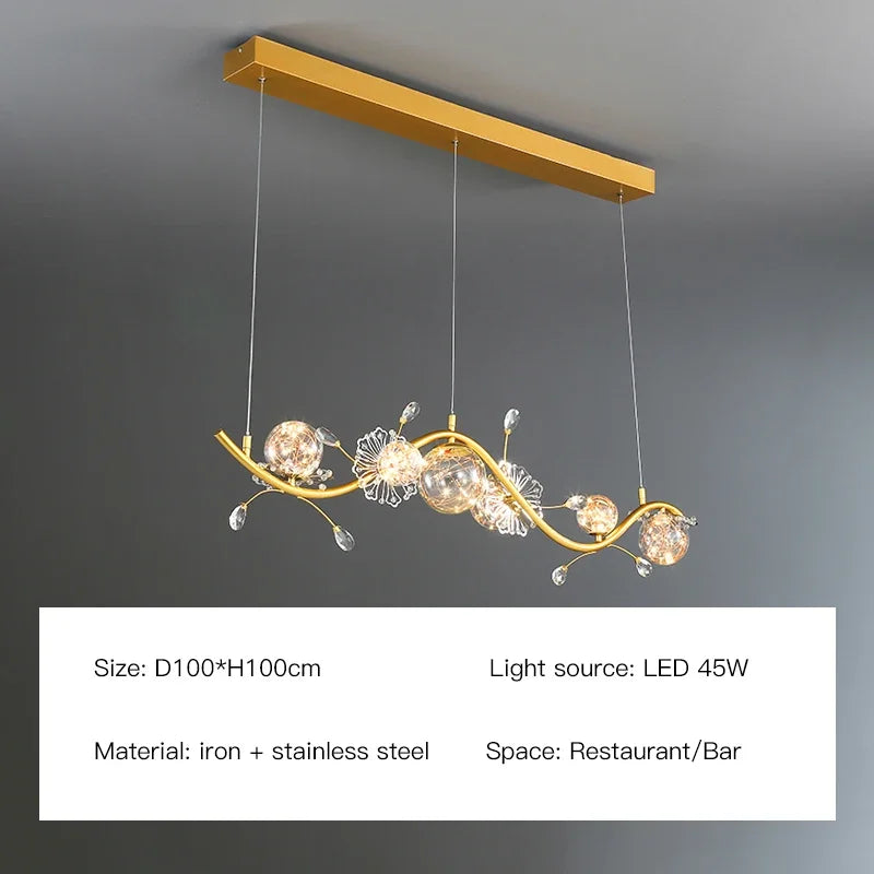 Gold Crystal Glass Ball Chandelier