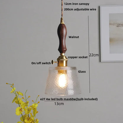 Decorbites™ Cullet-Glas-LED-Hängeleuchte mit Walnuss-Kupfer-Design für Wohn- und Esszimmer