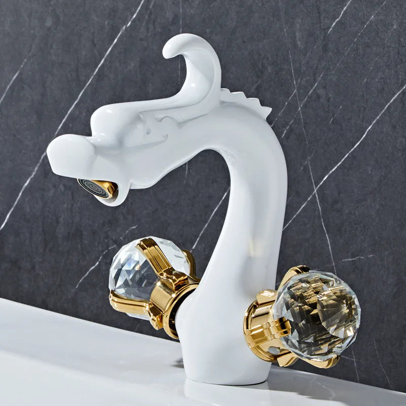 Gold Crystal Basin Faucet With Double Handles