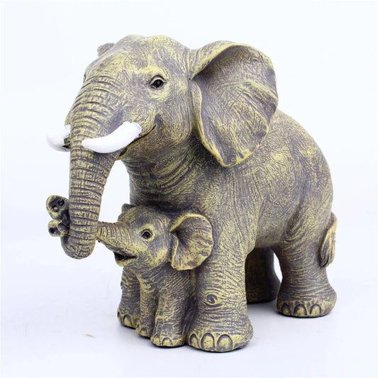 Decorbites™ Elefantenfamilie-Figur Harz Kalb Kinder-Miniatur Ornament Dekoration