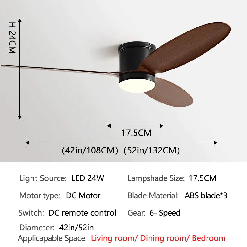 Decorbites™ Schwarze DC-Deckenventilatorleuchte mit Fernbedienung und LED-Kronleuchter