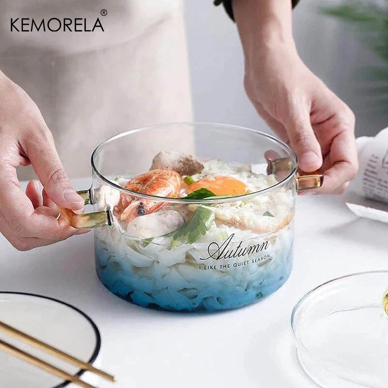 DecorBites™ Gradient Color Glass Saucepan Pot | Heat-Resistant Casserole Cookware