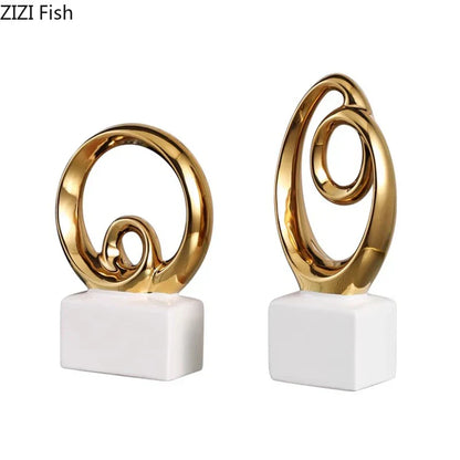 DecorBites™ Gold Chain Abstract Ceramic Statue Desk Decoration Ornaments Sculpture Aesthetics