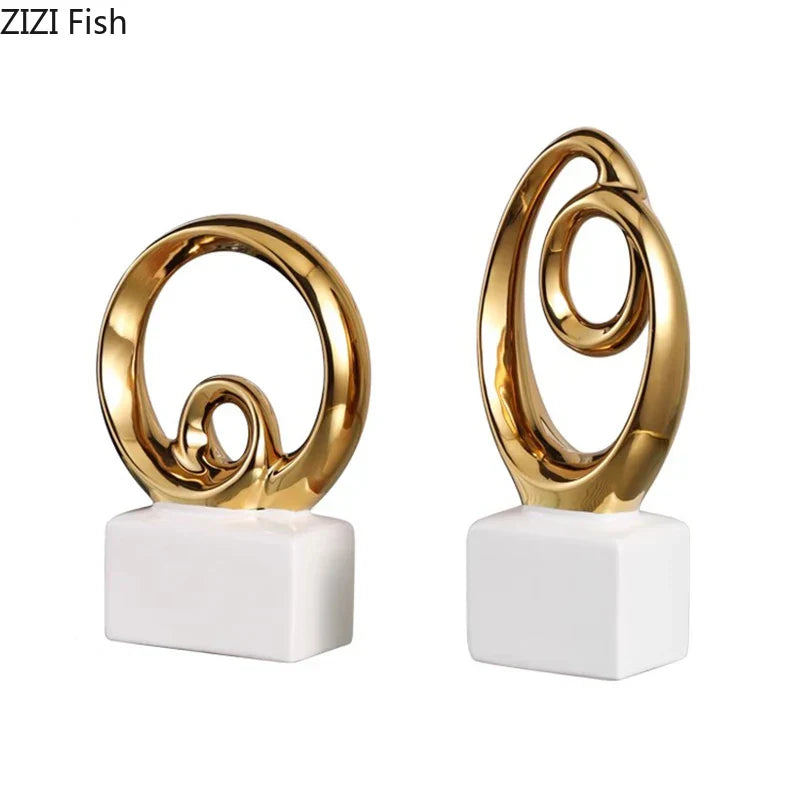Gold Abstract Ceramic Sculpture