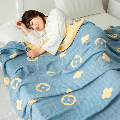 DecorBites™ Cotton Gauze Boho Throw Blanket - Cozy Bedspread & Sofa Cover