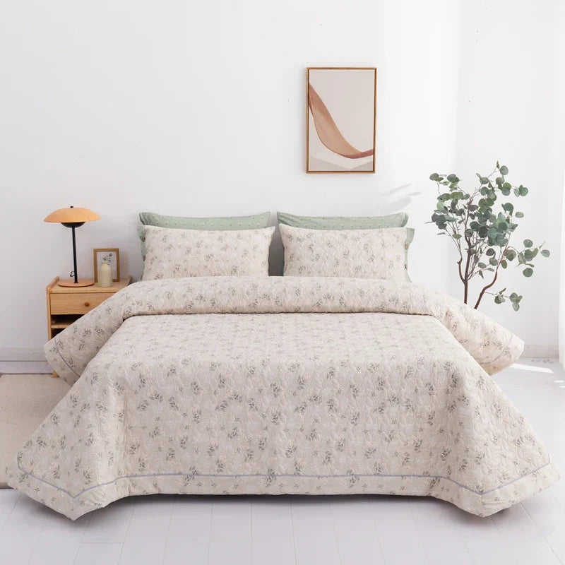 DecorBites™ Cotton Quilted Bedspread Bed Cover Set for Queen King Double Bed