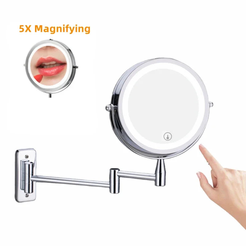 Decorbites™ LED-Licht-Make-up-Spiegel 10-fache Vergrößerung Doppelseitig Touch-Dimming
