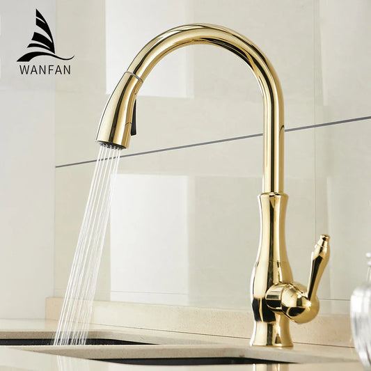 Decorbites™ Gold Einhebel-Auszugsküchenarmatur drehbarer Wassermischhahn 866011
