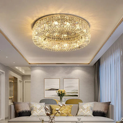 DecorBites™ Crystal Glass Round LED Ceiling Light - Luxury Indoor Lighting Solution