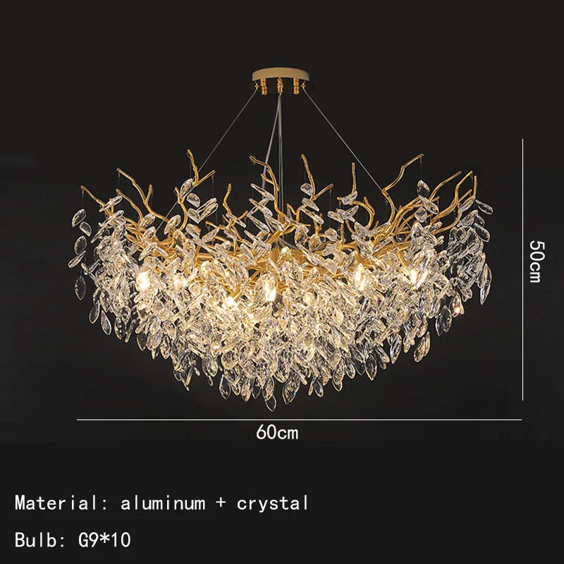 Decorbites™ Gold-Aluminium-Kristall-Kronleuchter für elegante Beleuchtung im Esszimmer