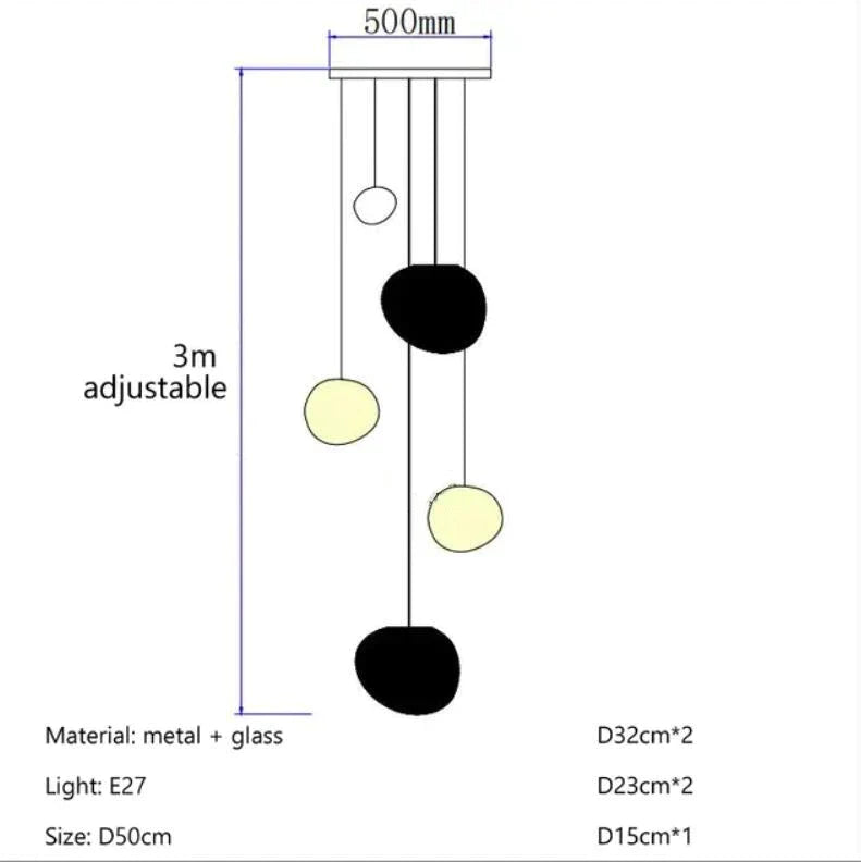 Decorbites™ Gregg Glass Hängeleuchte - Weiße LED-Kieselstein-Pendelleuchte für Villentreppen & Geschäfte