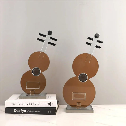 Decorbites™ Kristall-Gitarren-Skulptur Braune Glas-Figur für die Heimdekoration