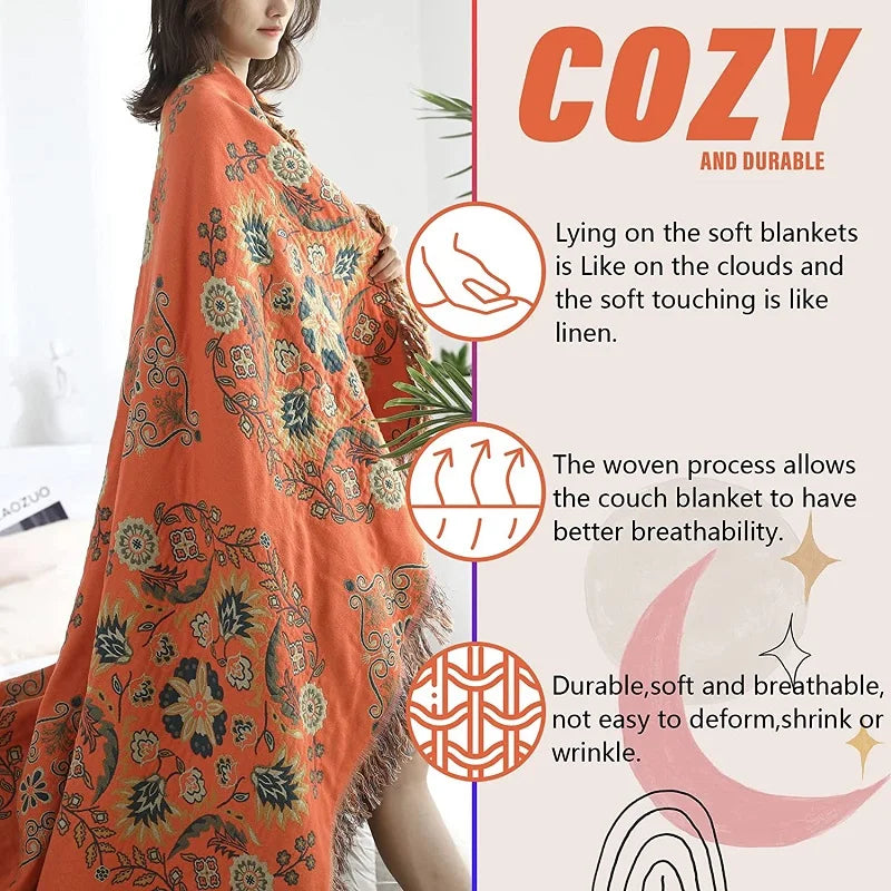 Decorbites™ Gaze Boho-Handtuchdecke - Weiche Baumwolle Nordische Sofabezug & Decke