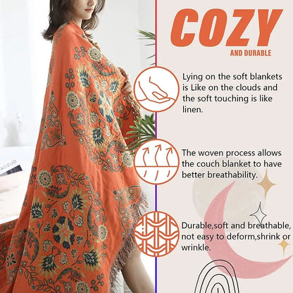 Decorbites™ Gaze Boho-Handtuchdecke - Weiche Baumwolle Nordische Sofabezug & Decke