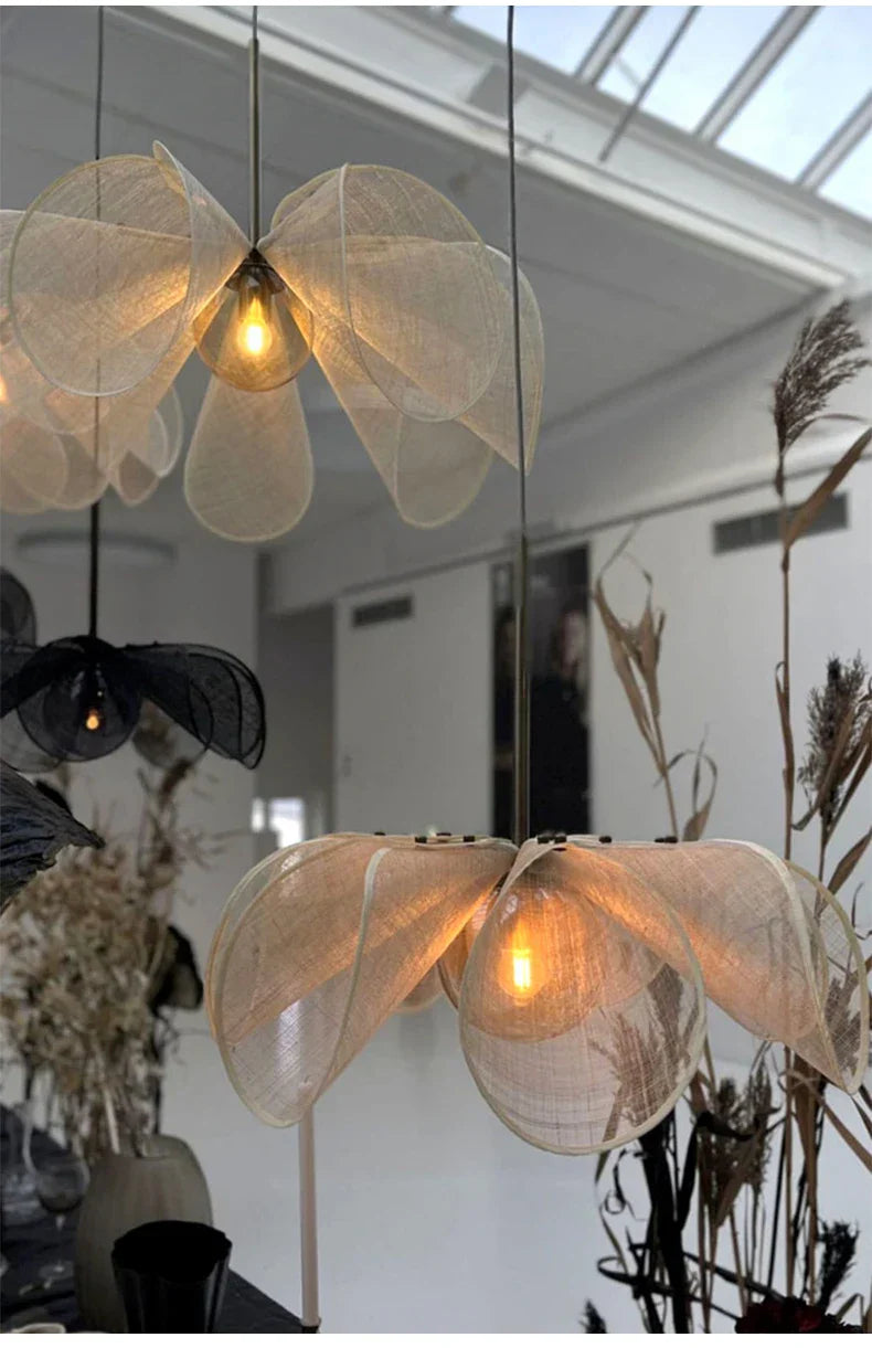 Decorbites™-Creme-Stoff-Blumen-Kronleuchter LED-Esszimmertisch-Hängeleuchte