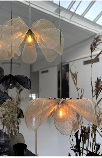 Decorbites™-Creme-Stoff-Blumen-Kronleuchter LED-Esszimmertisch-Hängeleuchte