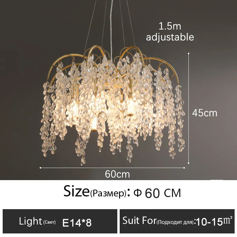 Decorbites™ Kristall-LED-Kronleuchter Golden Luxus-Wohnzimmer-Deckenleuchte