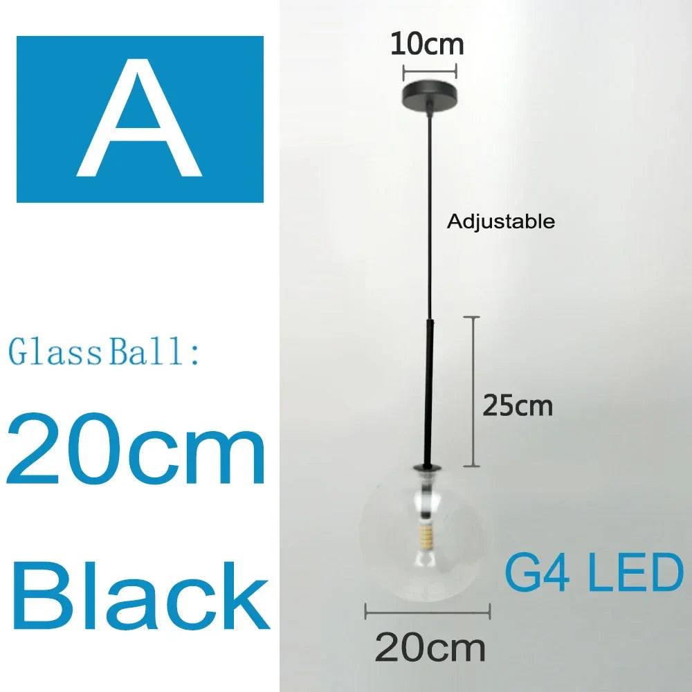 Decorbites™ Klares Glas-Chandelier-Pendant-Lampe Vintage Nordisch Glasball-Hängeleuchte