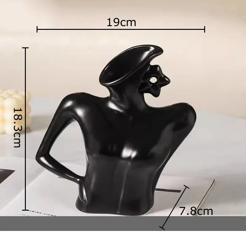 Decorbites™ Elegante Damen-Keramik-Vasenfigur Blumentopf Schreibtischdekoration Raumdekoration