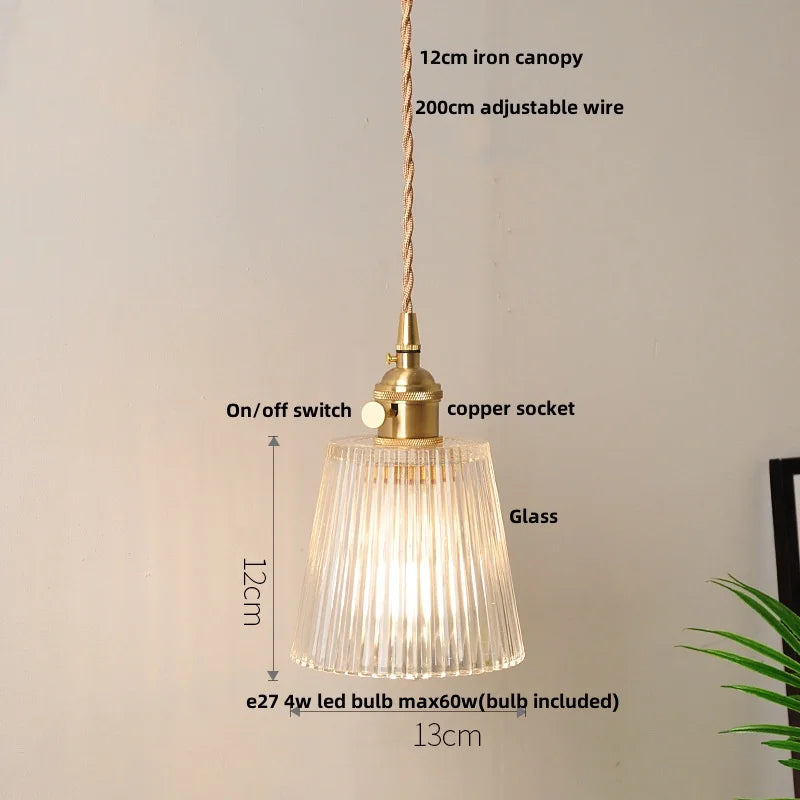 Decorbites™ Glas-Kupfer-LED-Hängeleuchte mit Drahtverstellung und Drehschalter