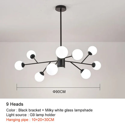 Decorbites™ Schwarze Kronleuchter: Luxuriöse Glas-Hängeleuchte für Zuhause, Schlafzimmer oder Wohnzimmer