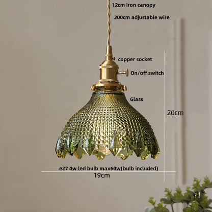 DecorBites™ Green Glass Adjustable LED Pendant Lights for Modern Nordic Home Decor