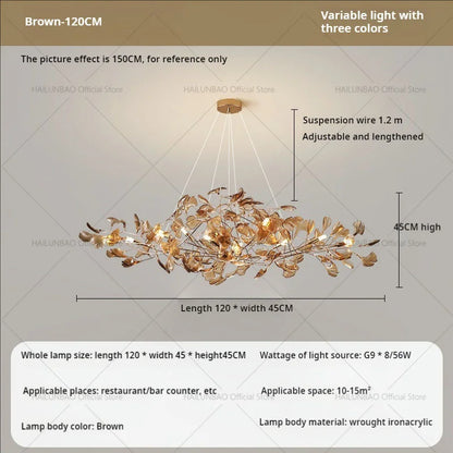 DecorBites™ Gingko Leaf Chandelier: Modern Luxury Art Decor for Home, Restaurant & Bar